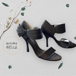 Nina Clova black luster satin heels 8.5